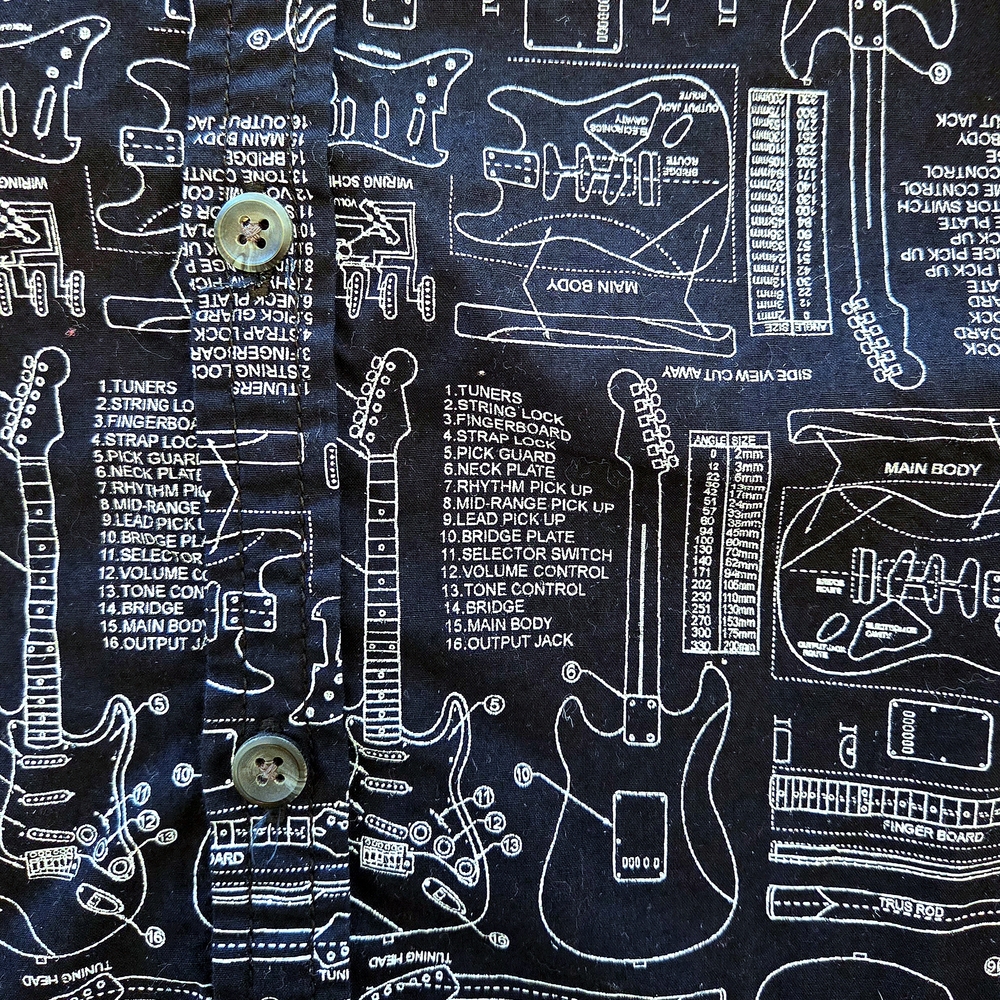 Donating Oct 11: Free Planet Men's Navy Blue Button Up Guitar Shirt